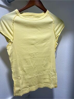 Free People Ever Had Cap Sleeve T-shirt. L yellow